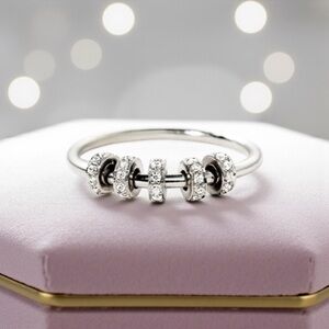 925 Sterling Silver Ring with Diamond Accents